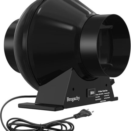 Brogachy 100mm Adjustable Inline Duct Fan 332m³/h, High-Performance Motor, 28W Exhaust Fan, 2500 RPM, for Heating