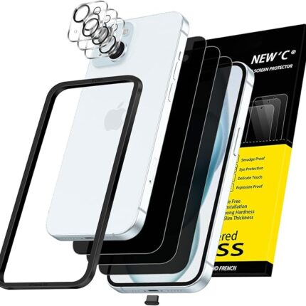Sichtschutz für iPhone 15 für Panzerglas (6,1 Zoll) und 3 x Kamera Panzer Schutz Glas Kameraschutz-Einfaches