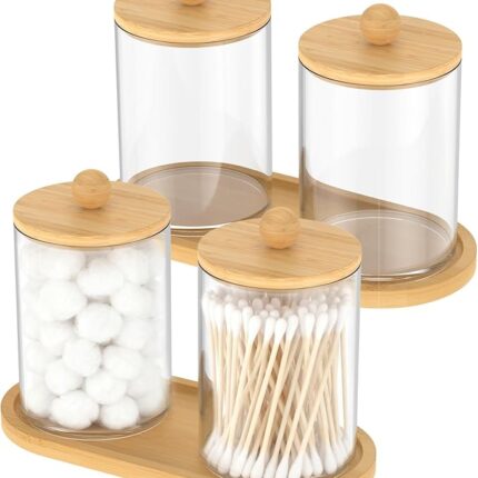 4-teiliges Wattestäbchen- und Wattepads-Aufbewahrungsset