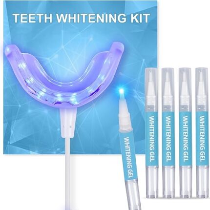 Zahnbleaching Set für Weiße Zähne: Zahnaufhellung Kit mit LED-Licht & 5x Bleaching Gel,