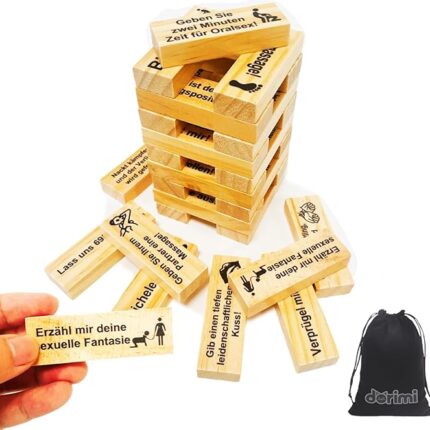 DORIMI 48 Stück Holz Block Tower Spiel – Deutsches Turm