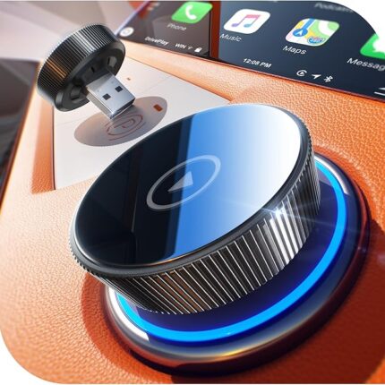 Cleviton Wireless Adapter for Apple CarPlay, 2nd Generation, Car Connection, No Latency, Plug & Play, Mini Wireless CarPlay Adapter, Wireless Dongle for GPS Devices with Navigation