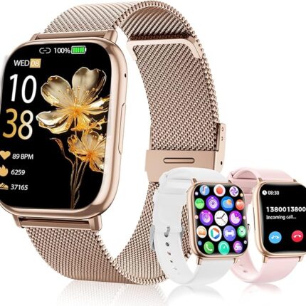 Smartwatch Damen 1.83" HD Voll Touchscreen Uhr mit Telefonfunktion Fitness Tracker 120+ Sportmodi Herzfrequenz SpO2 Blutdruckmessung IP68