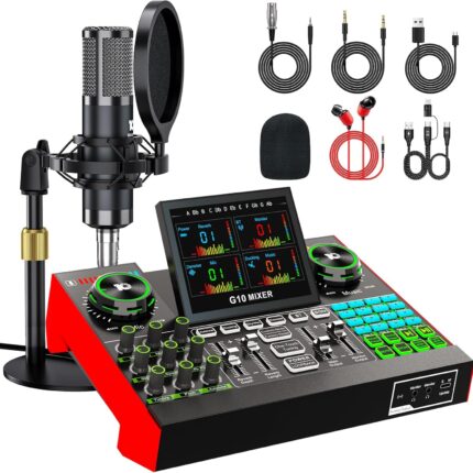 Podcast Mikrofon Set mit Audio Mixer