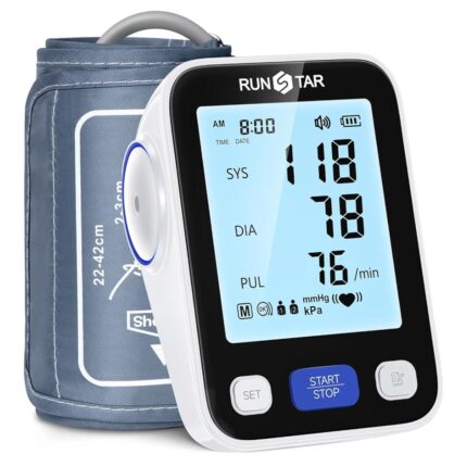 RunStar Upper Arm Blood Pressure Monitor with Wide Cuff (22 cm - 42 cm) for Home Use