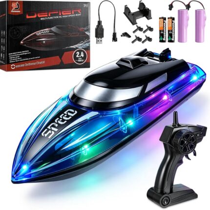 Remote Controlled Boat for Children Adults 2.4 GHz RC Boat with RGB Lighting