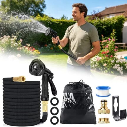 Flexible Garden Hose, Water Hose Flexible with 8 Function Nozzle, Extendable Garden HoseFlexible Garden Hose, Water Hose Flexible with 8 Function Nozzle, Extendable Garden Hose