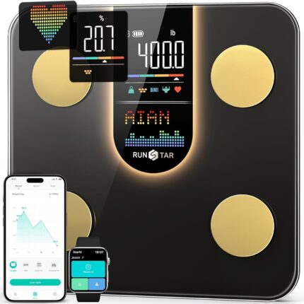 Runstar Body Fat Scales Digital Bathroom Scales with 8-in-1 VA Display for Body Weight