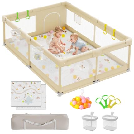XXL Baby Playpen with Mattress 150 x 180 cm for Safe Play