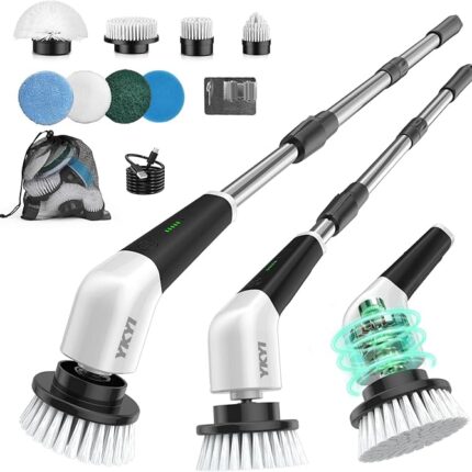 YKYI Electric Cleaning Brush Bathroom Cordless 8 Heads IPX7 | 2600 mAh battery