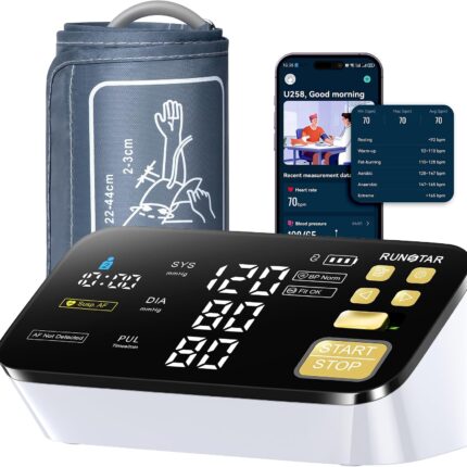 RunStar Smart AFib Blood Pressure Monitor for Home Use with Wide Upper Arm Cuff (22-44 cm), 6.5 Inch LED Display