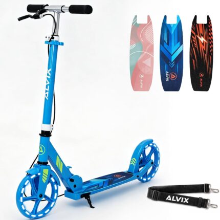 ALVIX Kinder Scooter mit Handbremse & LED-Rädern – 200 mm
