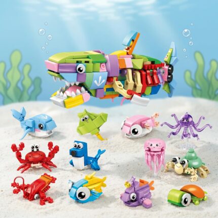 12 in 1 Mini Bausteine Meerestiere Set