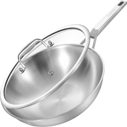 Inqibee Wok Pan Stainless Steel 32 cm with Lid
