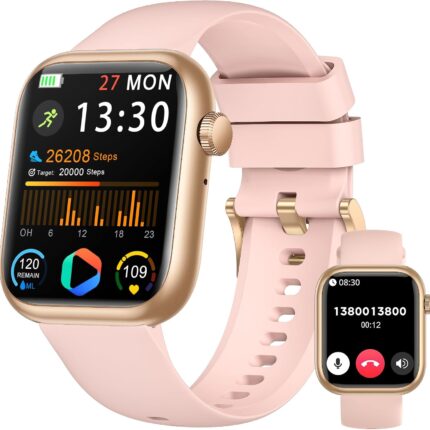 RLQA 1.83" HD Uhr Damen mit Bluetooth-Anruf, Fitness Tracker