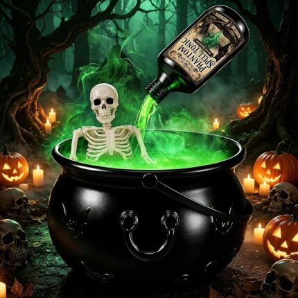Halloween Decoration Indoor Large Witch Cauldron with Skeleton Mist Party
