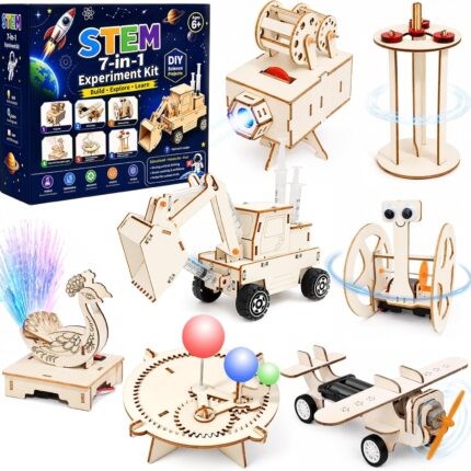 Experiments for Children 6+, 7 in 1 Wooden Construction Kit Children's